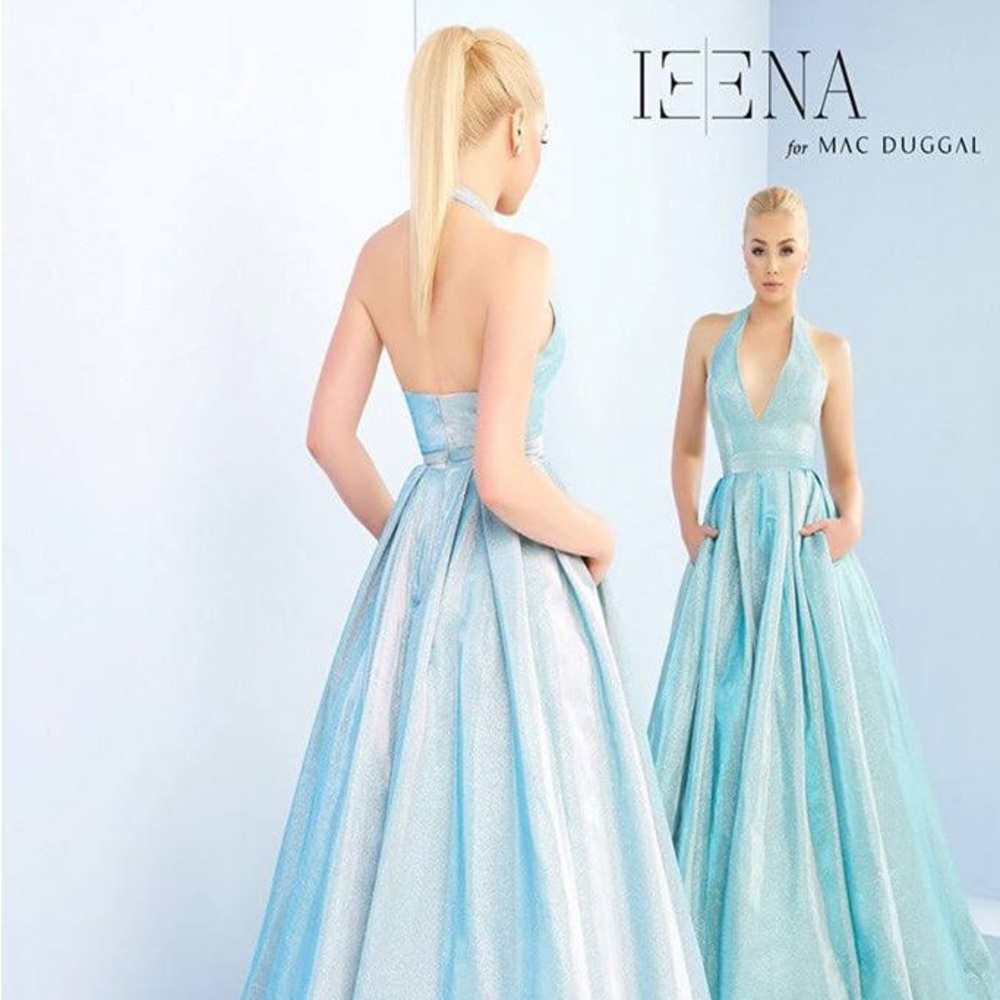 Ieena By Mac Duggal Halter Neck Ball Gown in Shimmering Ice Size 10